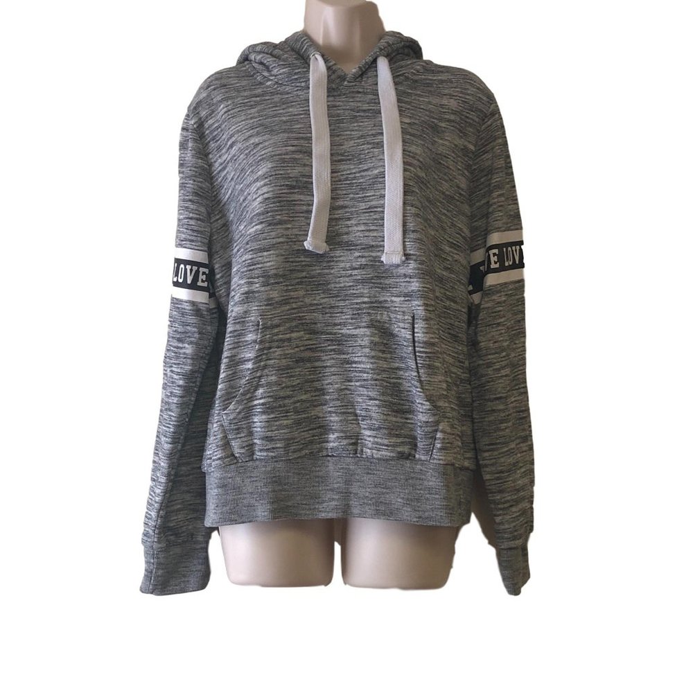 REFLEX Light Gray & White Printed Hoodie